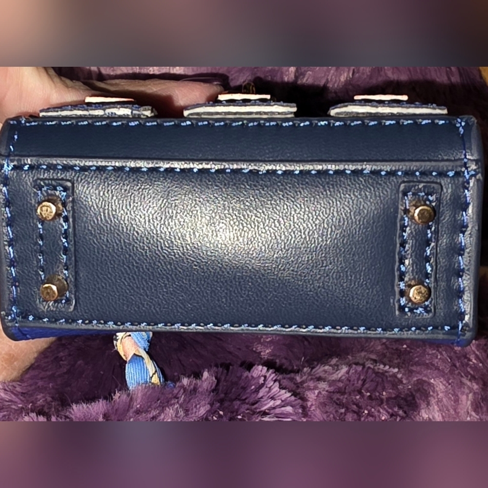 Blue Mini Structured Satchel Bag with Red & White Accents - Picture 8 of 10